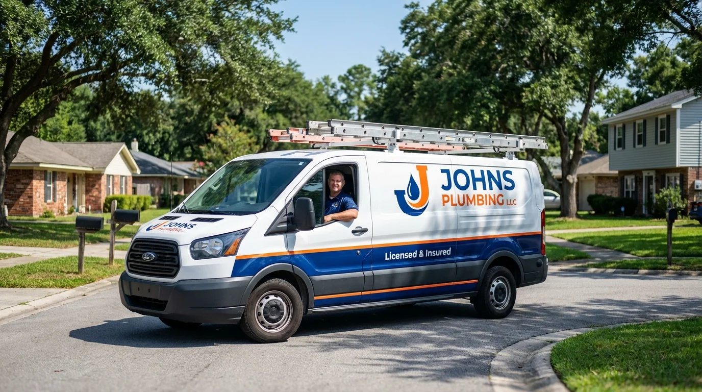 Johns Plumbing LLC service van in Saint Jo, TX
