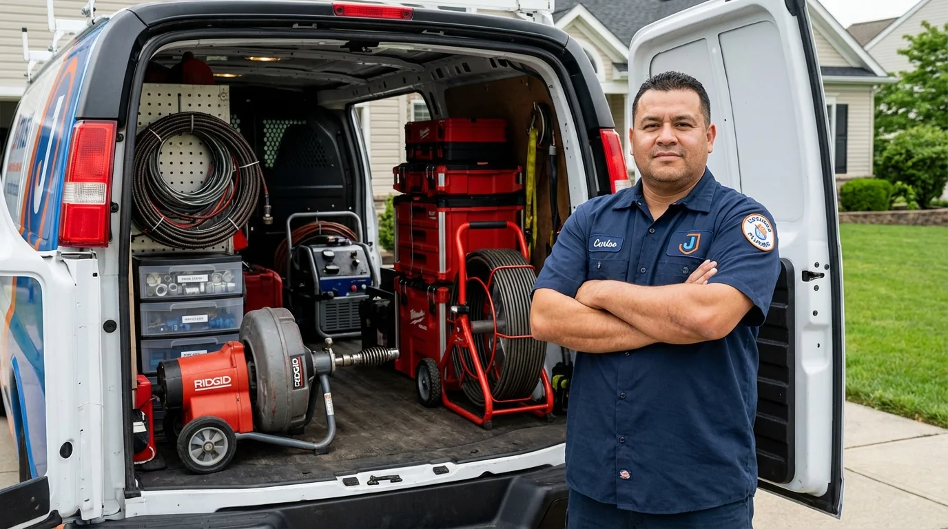 Professional drain cleaning equipment and Johns Plumbing LLC plumber in Saint Jo