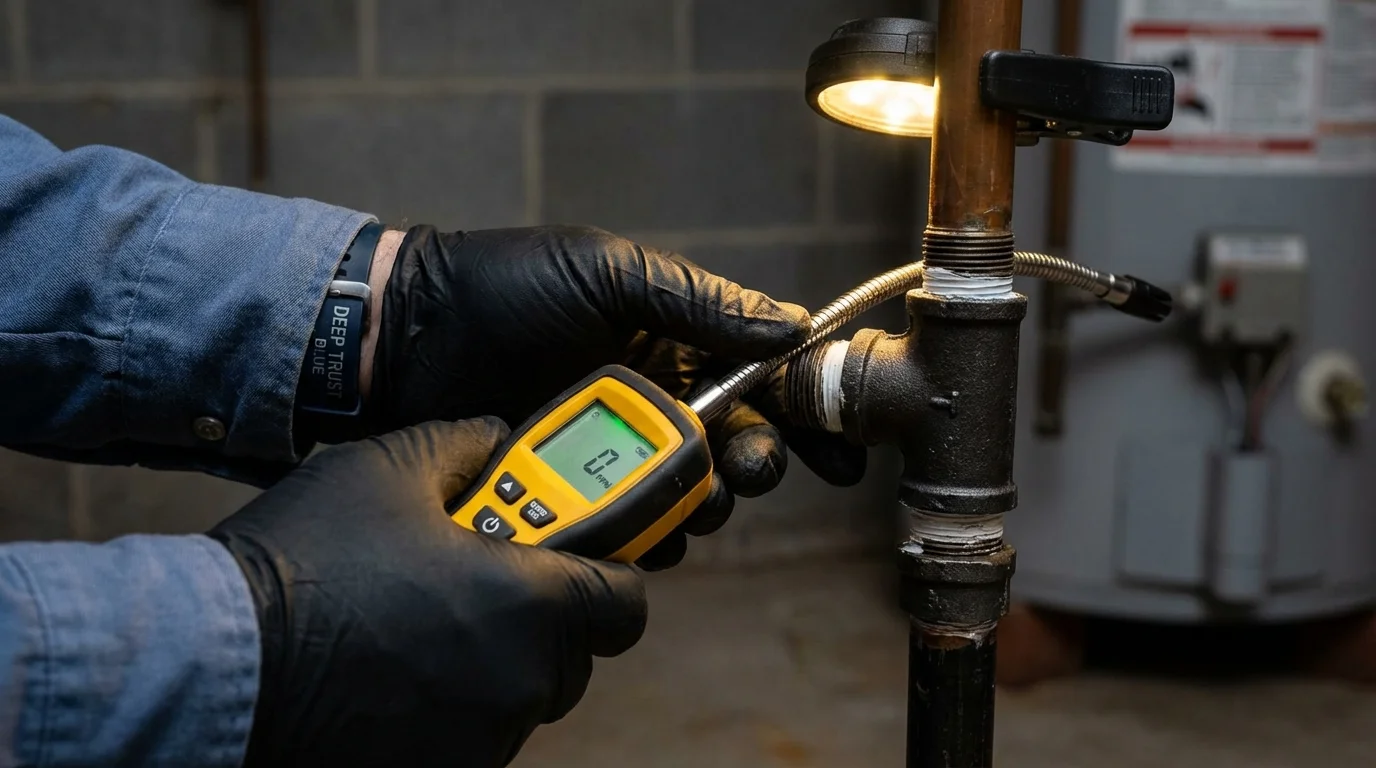 Gas leak detection with electronic sniffer by Johns Plumbing LLC in Saint Jo